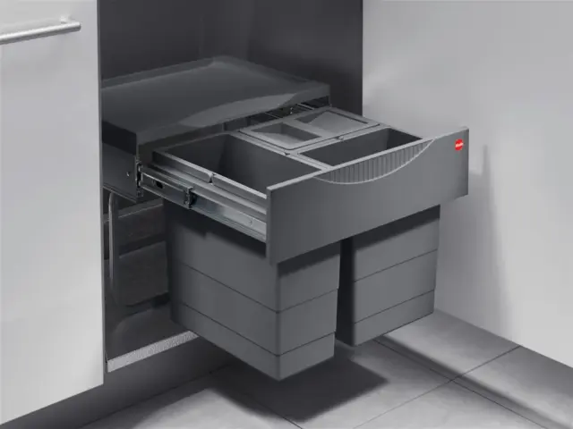 Выдвижная система сортировки 29л в распашной шкаф 500-600 мм Hailo Space Saving, антрацит (3644911)